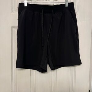 Men Lululemon Black Athletic Shorts with Elastic Waistband Size Large
